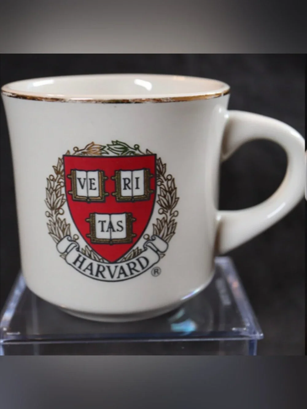 Vintage Harvard University Ve Ri Tas Crest Gold Rimmed Coffee/Tea Cup